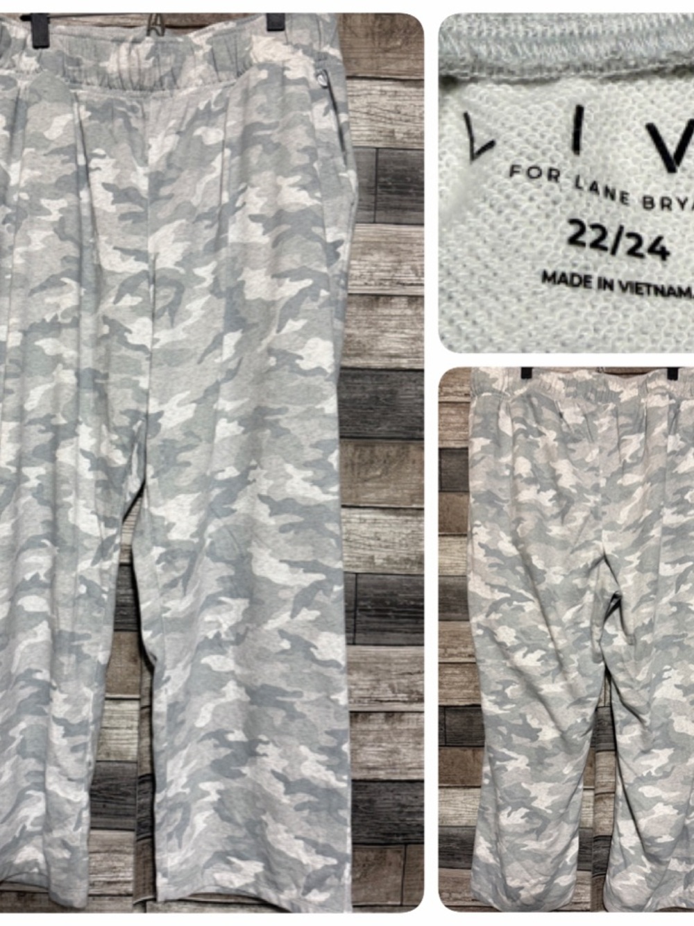 Livi for Lane Bryant Camo Sweatpants Women’s 22/24 Gray Straight Leg (Inseam 27)